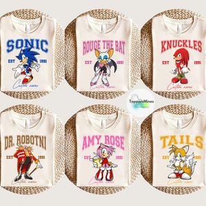 Retro Sonic the Hedgehog Shirt, Sonic and Friend Shirt, Sonic Tails Shirt, Sonic Group Matching Shirt,Shadow the Hedgehog Party Family Shirt