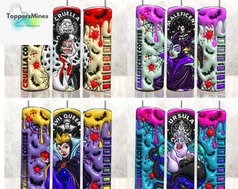 Bundle 4+ Inflated Villains Tumbler Wrap PNG, Puffy Tumbler, 20oz Skinny Tumbler, Mean Girls Tumbler, Halloween Tumbler Wrap, 3D Tumbler PNG