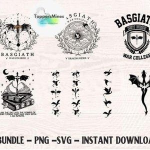 Bundle Basgiath War College SVG PNG, Fourth Wing, Iron Flame And Onyx Storm Svg Png, Basgiath War College, Digital Bundle Svg/Png File