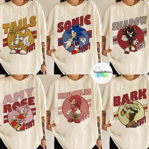 Retro Sonic the Hedgehog Shirt, Sonic and Friend Shirt, Sonic Tails Shirt, Sonic Group Matching Shirt,Shadow the Hedgehog Party Family Shirt