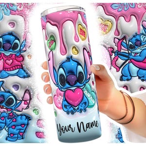 Spersonalizowany 3D nadmuchany ściegiem kubek Wrap PNG, kreskówka Walentynki Tumbler Wrap, Walentynki Tumbler Wrap, projekt sublimacji PNG