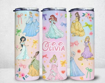 Personalized Princess Coquette Tumbler, 20oz Skinny Tumbler Wrap, Princess Tumbler Wrap,Coquette Bow Png, Full Tumbler Wrap,Instant Download