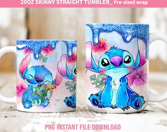 Stitch Floral Mug Wrap, 11oz 15oz Mug Wrap Png, Spring Stitch Wrap, 3D Mug Sublimation, Mug Wrap Png, Floral Mug Png, Instant Download