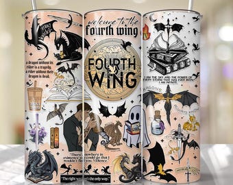 Czwarte skrzydło 20-uncjowe opakowanie na kubek PNG, 20-uncjowy chudy kubek, Bookish Tumbler Wrap PNG, kubek dla miłośników książek, Basgiath War Digital Download