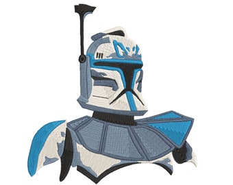 Star Wars Captain Rex Machine Embroidery Design. Multiple Sizes