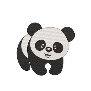 Cartoon Panda Bear Machine Borduurwerk Ontwerp. Meerdere maten