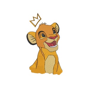Diseño de bordado a máquina Simba Rey León. Múltiples tamaños