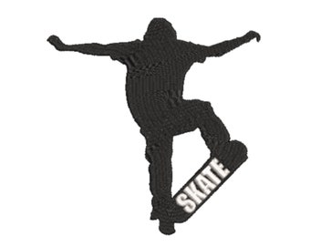 Skateboarding "Skate" Machine Embroidery Design. Multiple Sizes
