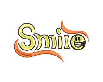 Smile Happy E Machine Embroidery Design. Multiple Sizes
