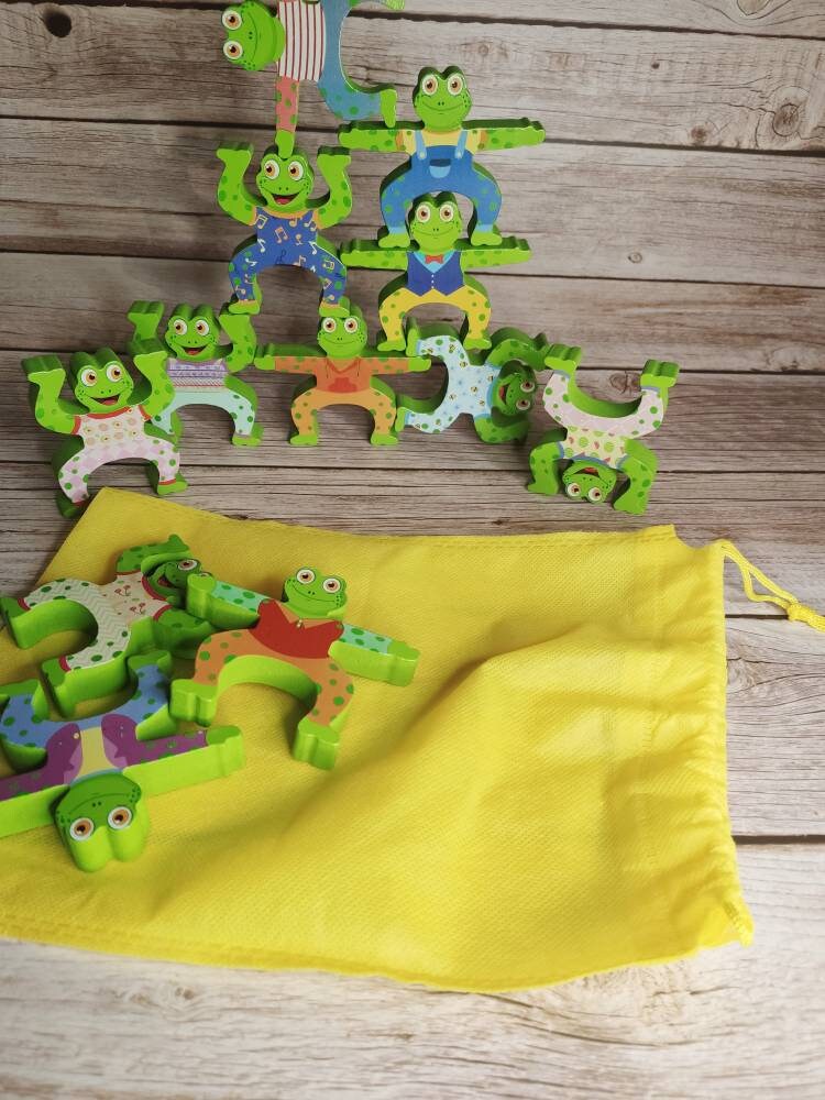 12 Colorful Frogs Stacking Balancing Game Colorful Frogs - Etsy