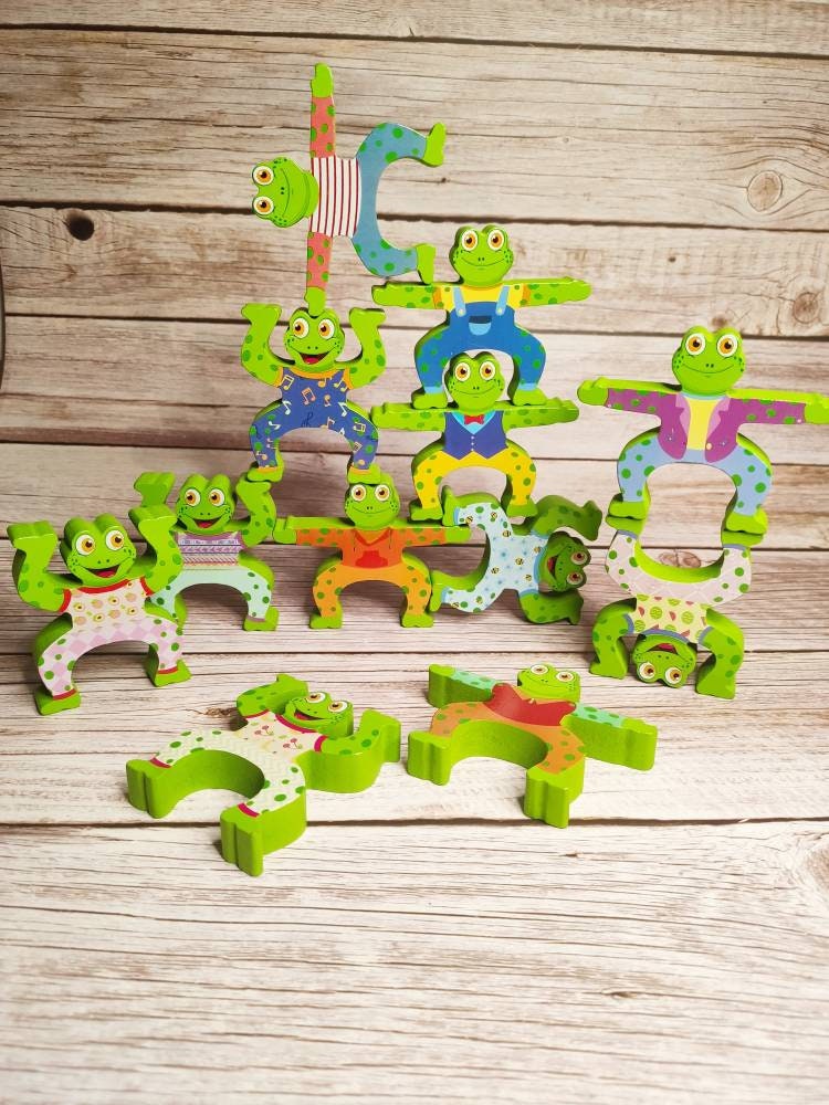 12 Colorful Frogs Stacking Balancing Game Colorful Frogs - Etsy