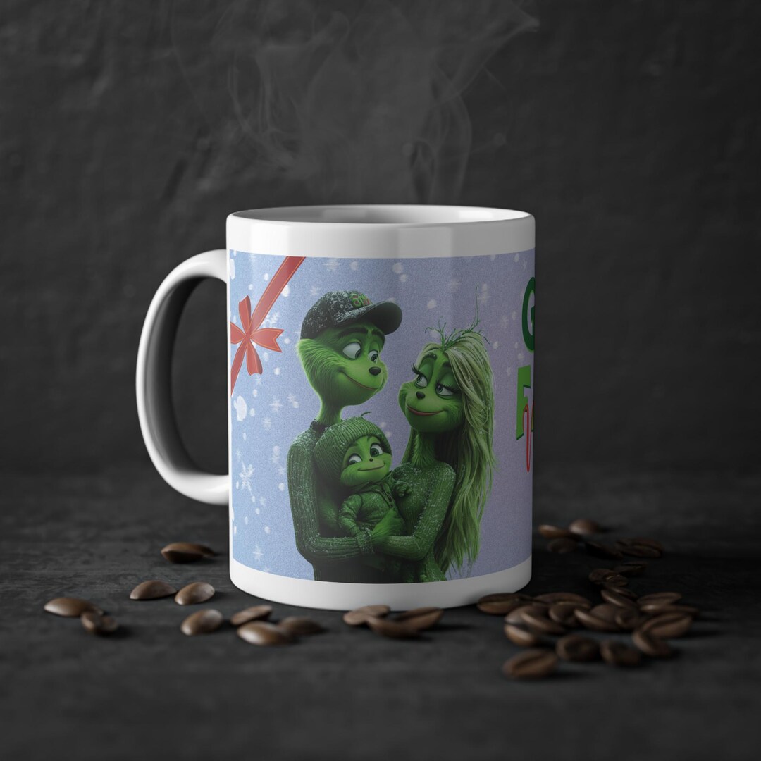 Personalized Christmas Mug With Grinch and Your Family, 11oz, Festive ...