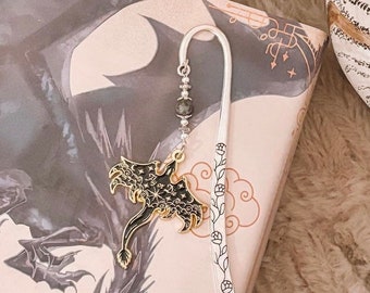 The fourth wing fly or die dragon bookmark in starry velvet or metal