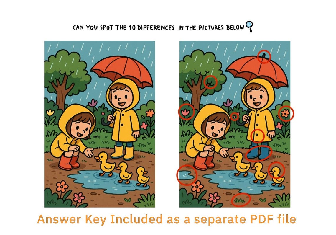 Printable Spot the Difference Game for Kids – Fun Activity, Instant ...