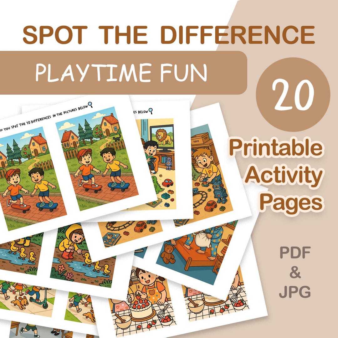 Printable Spot the Difference Game for Kids – Fun Activity, Instant ...