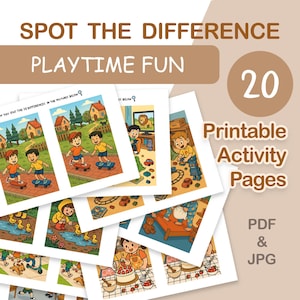 Printable Spot the Difference Game for Kids – Fun Activity, Instant Download