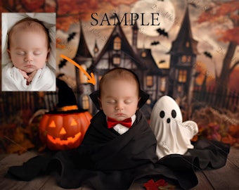 Newborn Digital backdrop, Digital background, Dracula Halloween, JPG