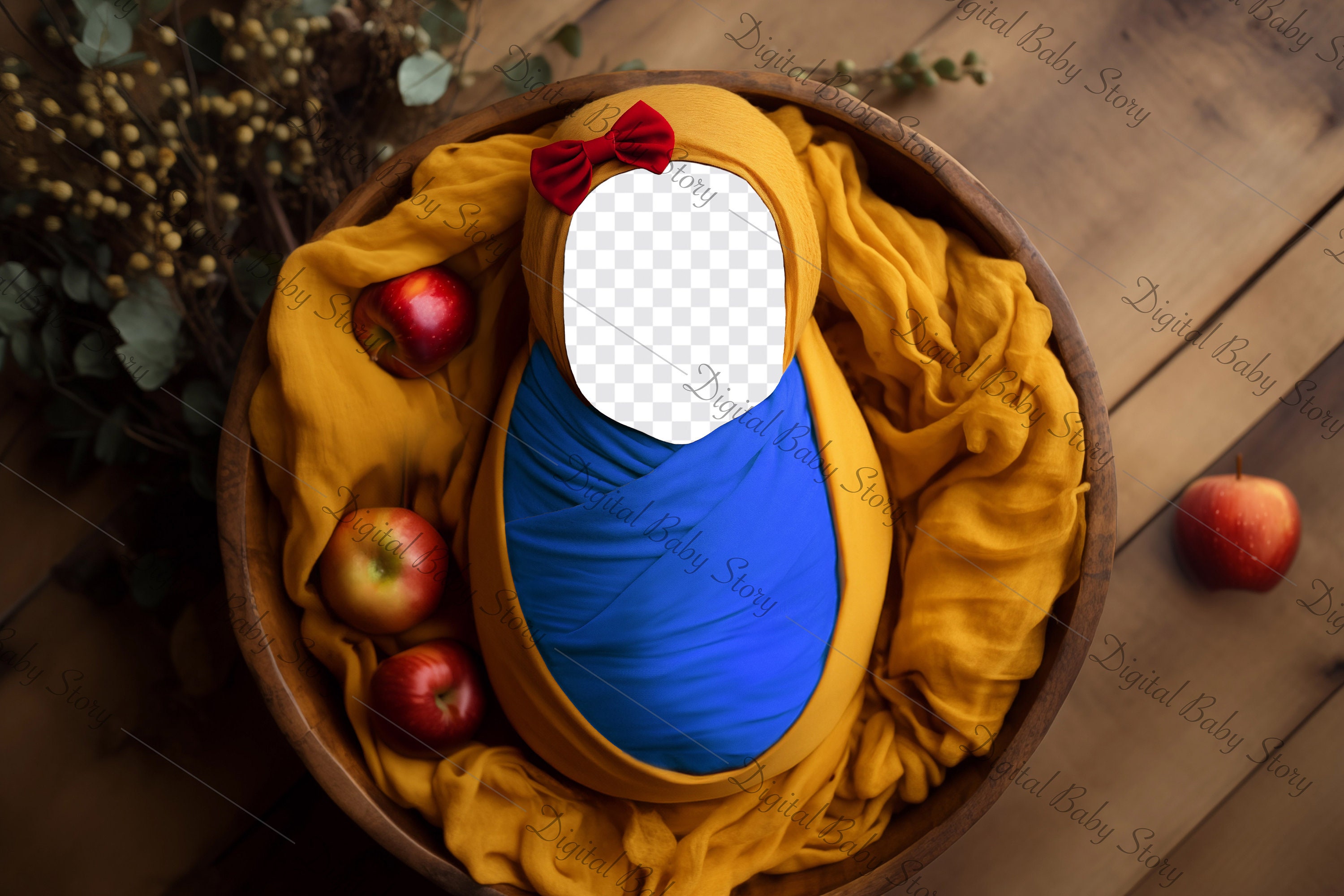 Snow White, Digital backdrop for Newborn, Face insert, Newborn Digital background (PNG+JPG)