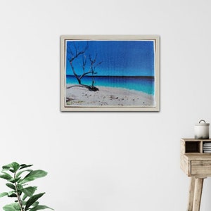 Stampa vintage sulla spiaggia – Decorazione murale costiera con rilassante paesaggio oceanico – Poster artistico ispirato alla spiaggia per la casa al mare o per un&#39;atmosfera rilassante in una stanza