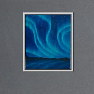 Aurora Borealis Gemälde – Nordlichter Wandkunst – Sternenhimmel Landschaft Leinwand – Alaska Island inspirierte Dekoration – Aurora Geschenk Kunstwerk