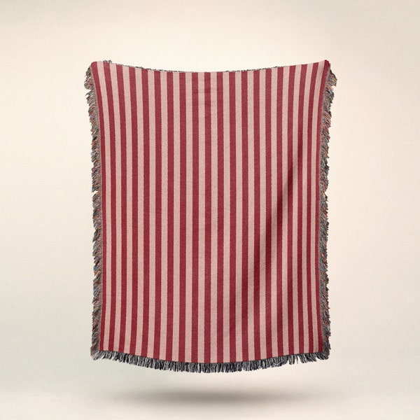 Pink and Red Striped Throw Blanket - Picnic - Wall Tapestry - Home Decor - Wall Art - Gifts For Him - Gifts For Her - Interior Design