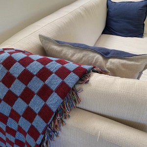 Cotton Throw Blanket Home Decor Checkered Blanket Fun Housewarming Gift  Funky Home Decor Retro Checkered Throw Retro Decor Woven Blanket