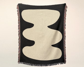 Black and White Wavy Shape Throw Blanket - Picnic - Wall Tapestry - Home Decor - Wall Art - Gifts For Him - Gifts For Her - Interior Design