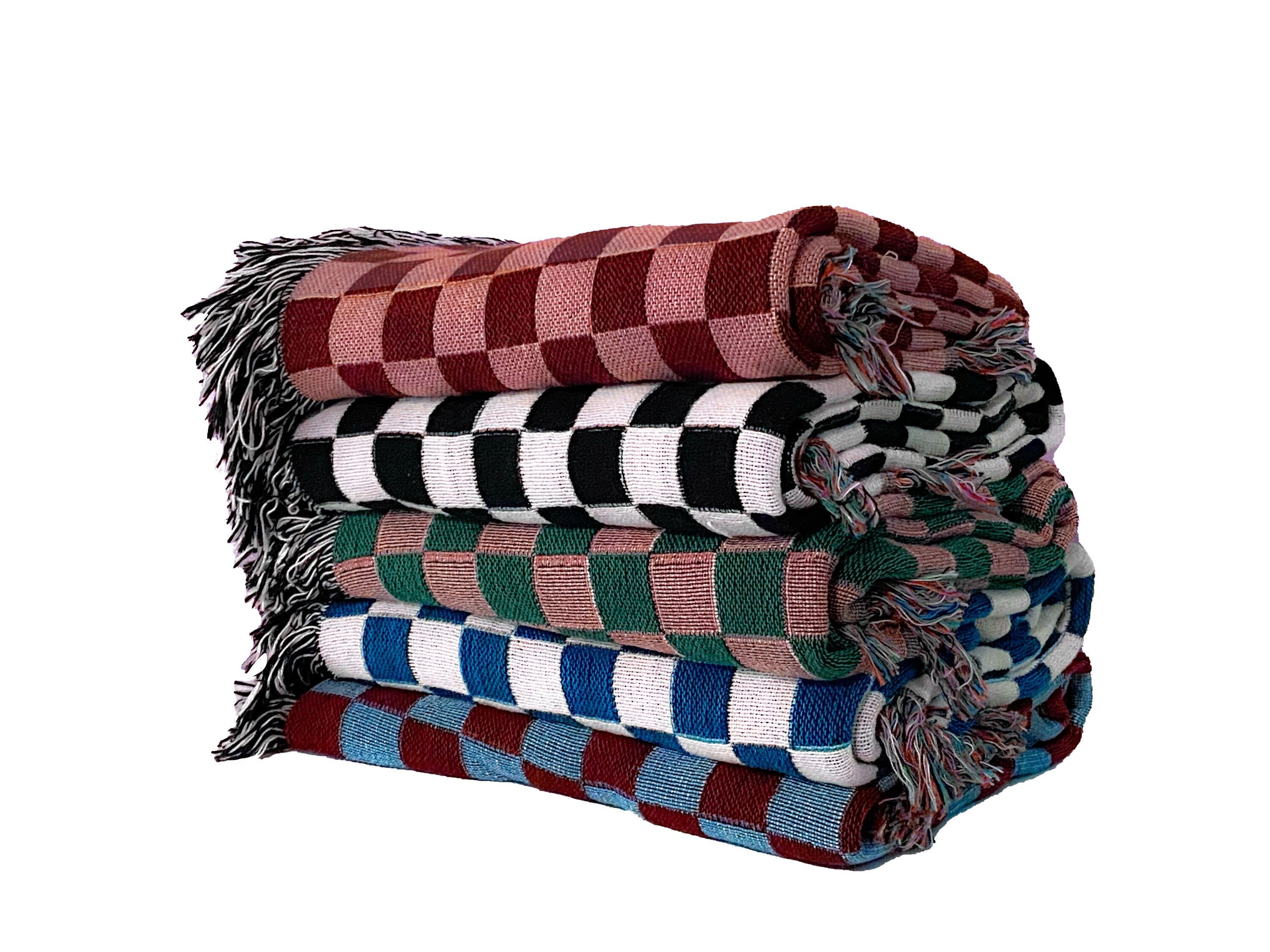 Checkered throw blanket sale