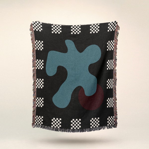 Checkered Mid-Century Modern Throw Blanket: Shape Study Design