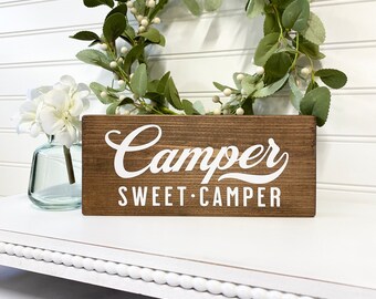 Camper Sweet Camper Sign, Wooden Camper Sign, Rustic Camping Sign, Wanderer Decor, RV Decor, Campsite Sign, Camper Decor