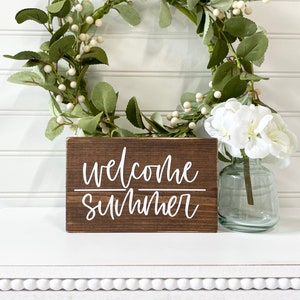 Welcome Summer Sign, Wood Summer Sign, Summer Farmhouse Sign, Rustic Summer Decor, Seasonal Home Decor