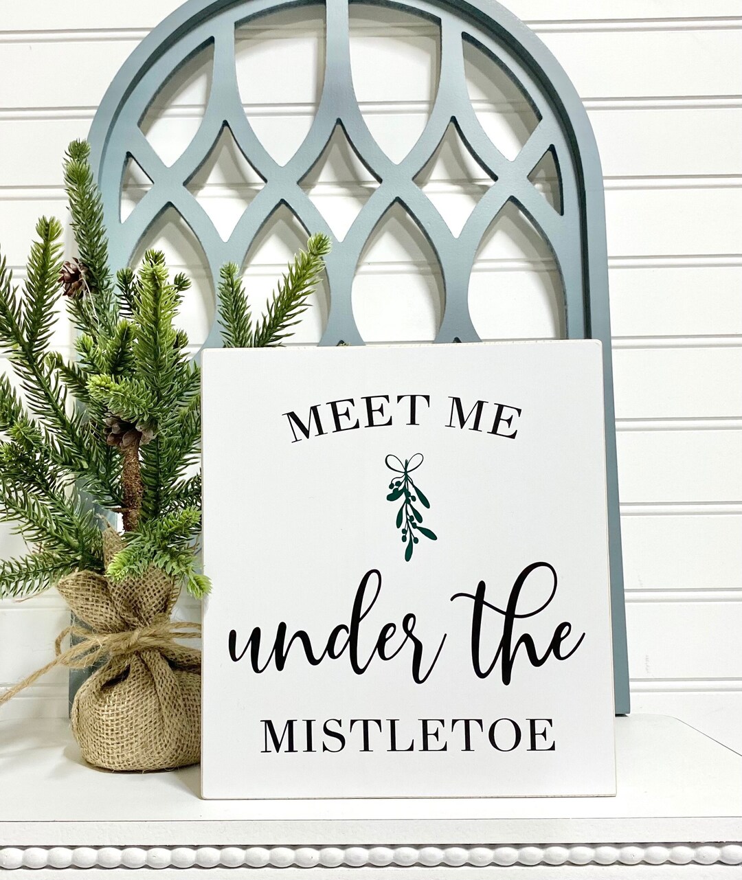 Meet Me Under the Mistletoe Sign, Wood Christmas Sign, Christmas Decor ...