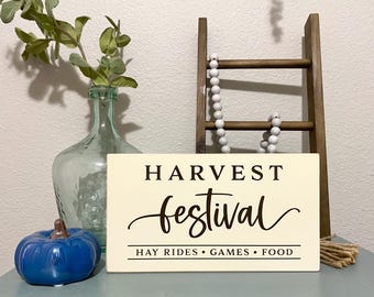 Harvest Festival Wood Sign, Hayrides Games Food, Autumn Decor, Fall Sign, Farmhouse Fall Decor, Pumpkin Patch Sign, Seasonal Home Decor