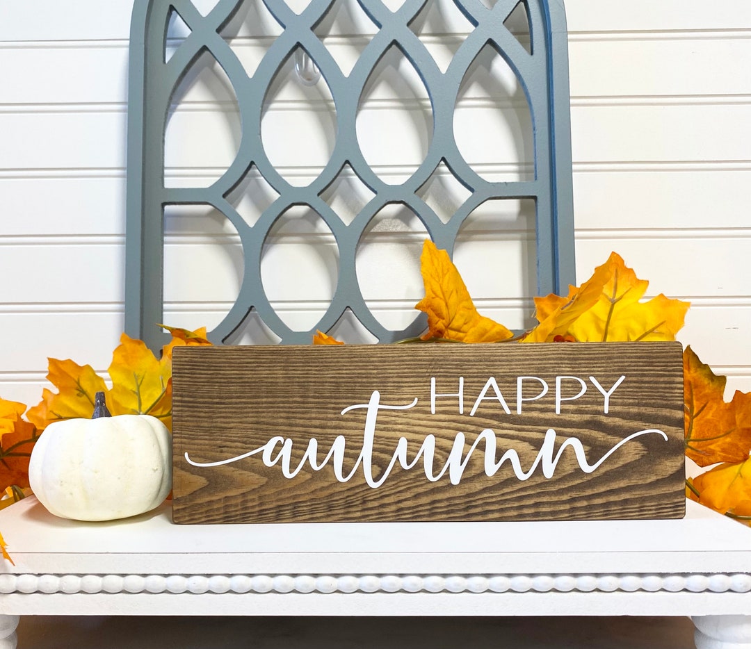 Happy Autumn Wood Sign, Farmhouse Autumn Decor, Fall Wooden Sign ...