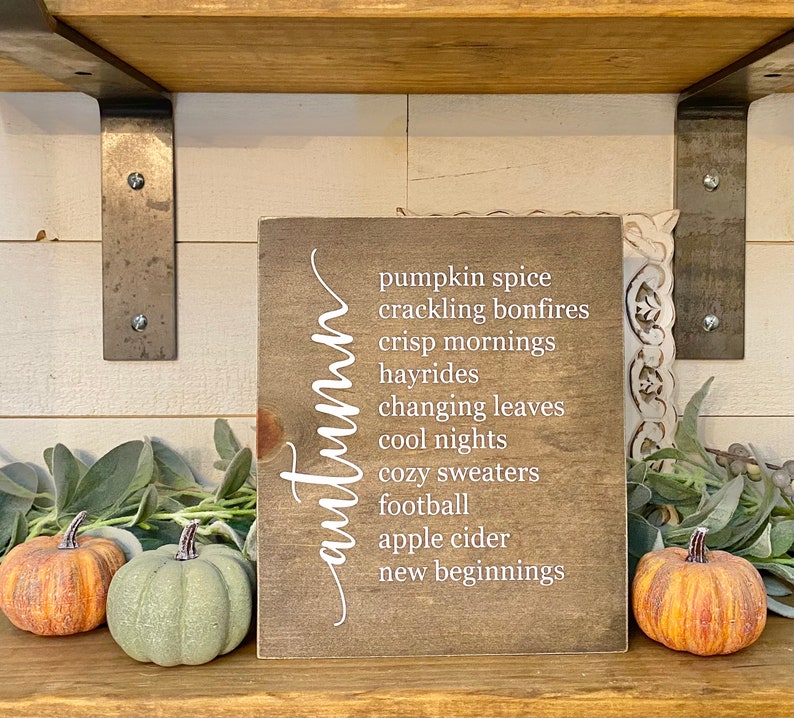 Autumn List Sign, Fall Wood Sign, Farmhouse Fall Decor, Rustic Fall ...