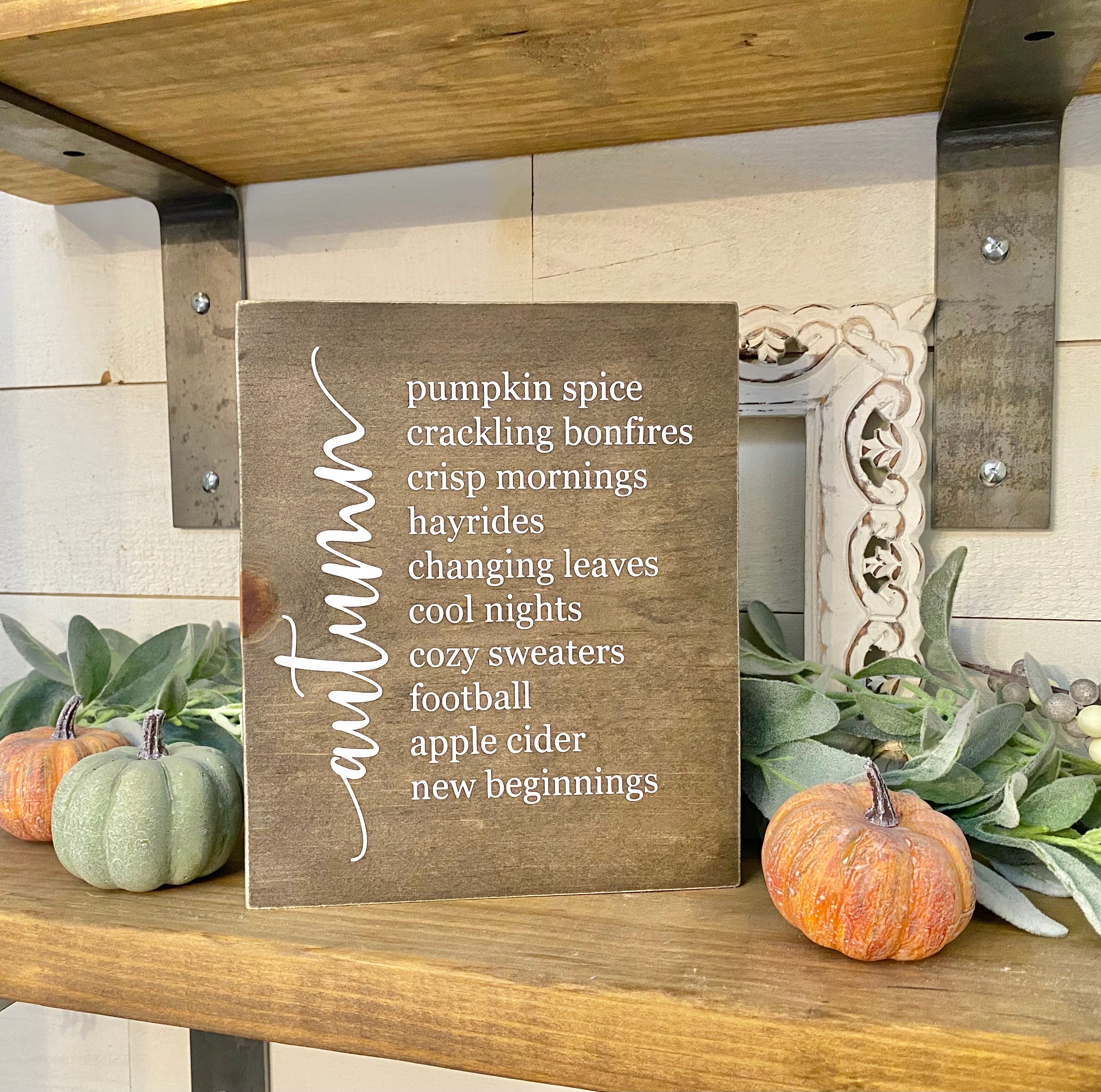 Autumn List Sign, Fall Wood Sign, Farmhouse Fall Decor, Rustic Fall ...