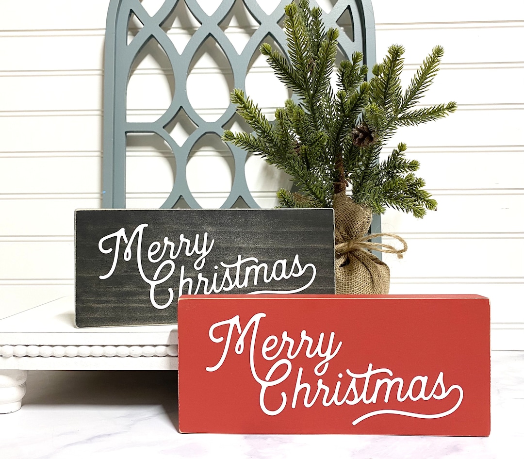 Merry Christmas Sign, Wood Christmas Sign, Vintage-inspired Christmas ...