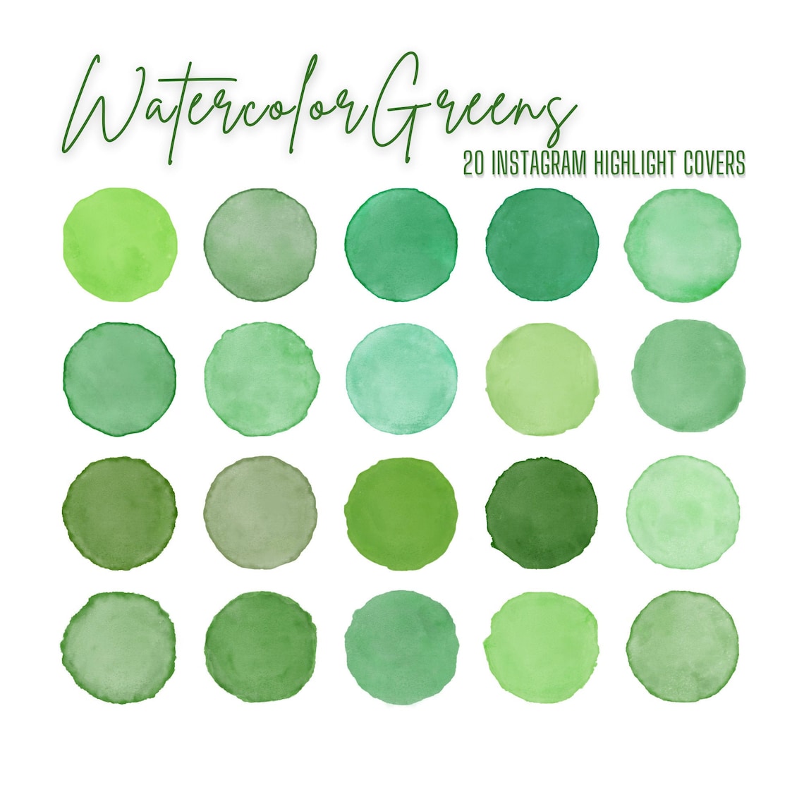 Watercolor Greens Instagram Highlight Story Covers 20 Etsy