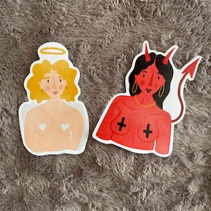 Sexy Angel and Devil vinyl sticker set