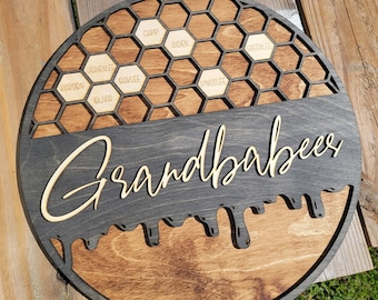 Sofortdownload | SVG | Muttertag Vatertag Design | Grandbabees Honig Kamm SVG | Option, die bis zu 60 Namen enthält