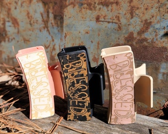 SOLO download digitale - Stampa mucca, design benedetto della clip per capelli - File tagliato al laser Svg / incisione con clip ad artiglio