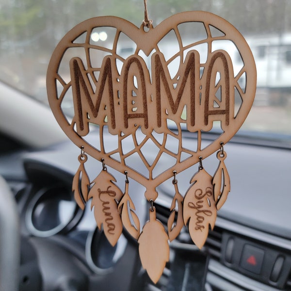 Custom Mama Car Charm | Mother's Day Gift | Dream Catcher | Heart Catcher