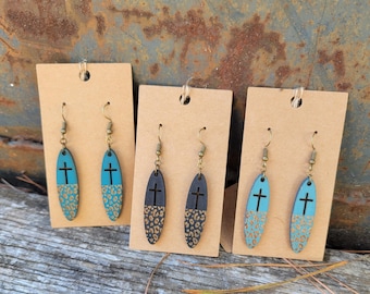 SOLO file digitale - Forma ovale, stampa ghepardo, design orecchini a croce/file tagliato al laser Svg