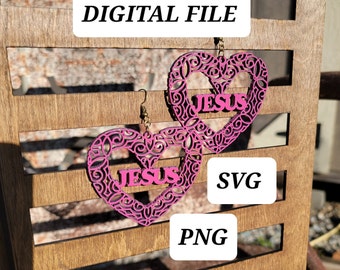 Download istantaneo / SVG PNG / Orecchini Cuore Gesù / Design Orecchini San Valentino