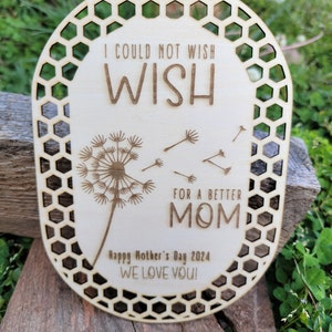 Download istantaneo / SVG / Design per la Festa della Mamma / Non potrei desiderare una mamma migliore Dente di leone / Bordo a nido d'ape / Regalo con impronta digitale / File laser