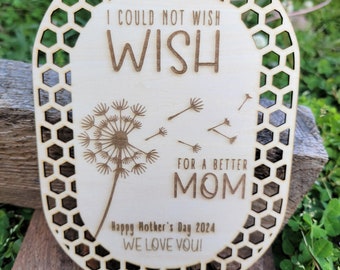 Download istantaneo / SVG / Design per la Festa della Mamma / Non potrei desiderare una mamma migliore Dente di leone / Bordo a nido d'ape / Regalo con impronta digitale / File laser