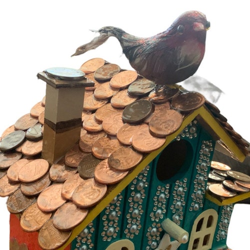 Outdoor Colorful Bird House, Bird shops Feeder, Decorative Bird Feeder- Hand-painted & Beautifully exquisitely Decorated By Hand