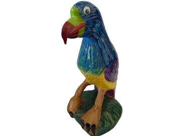 12” Tall Gorgeously Handcrafted Wood Macaw Parrot
