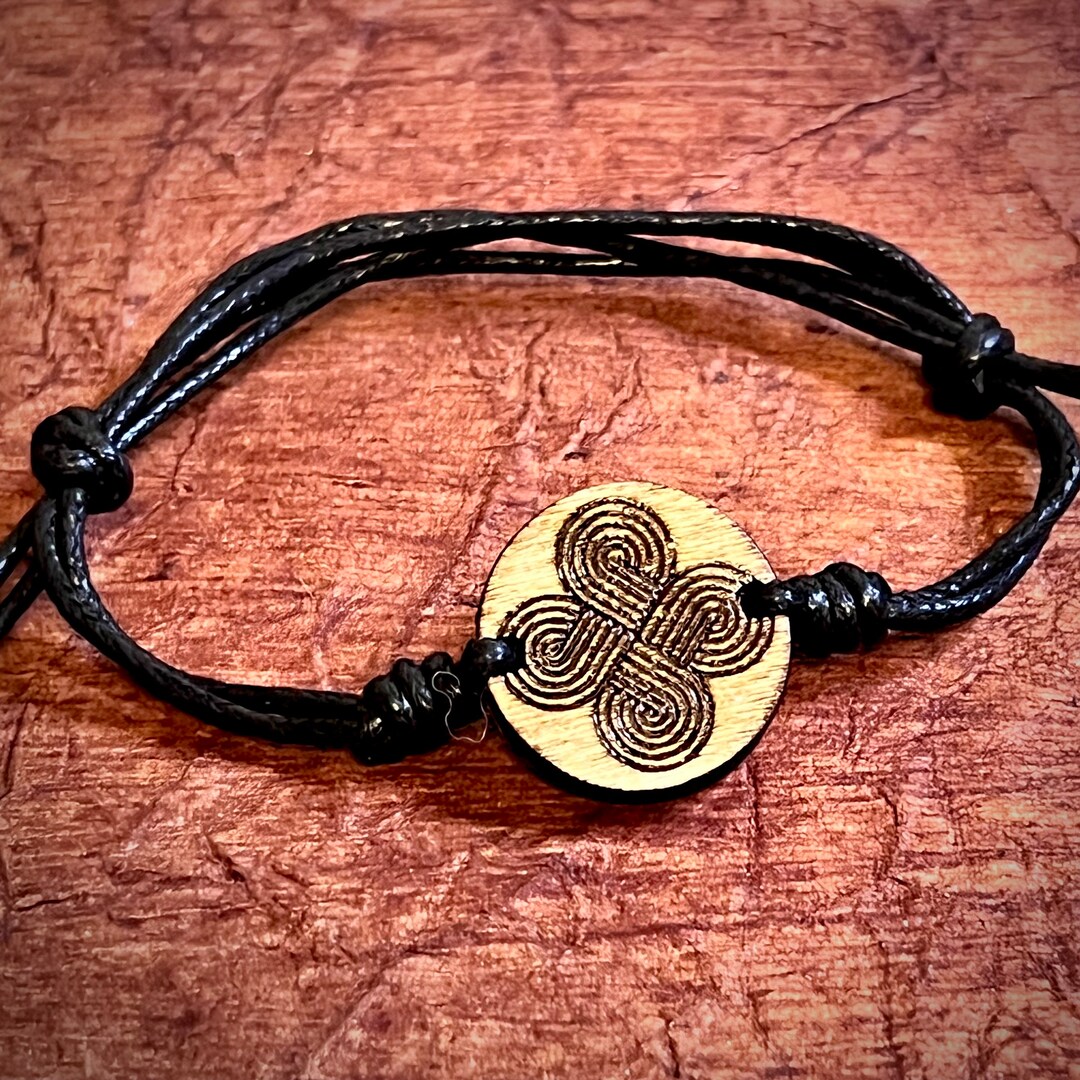 Cherokee Symbol Four Directions All Wood Engraved Pendant Wood Tone