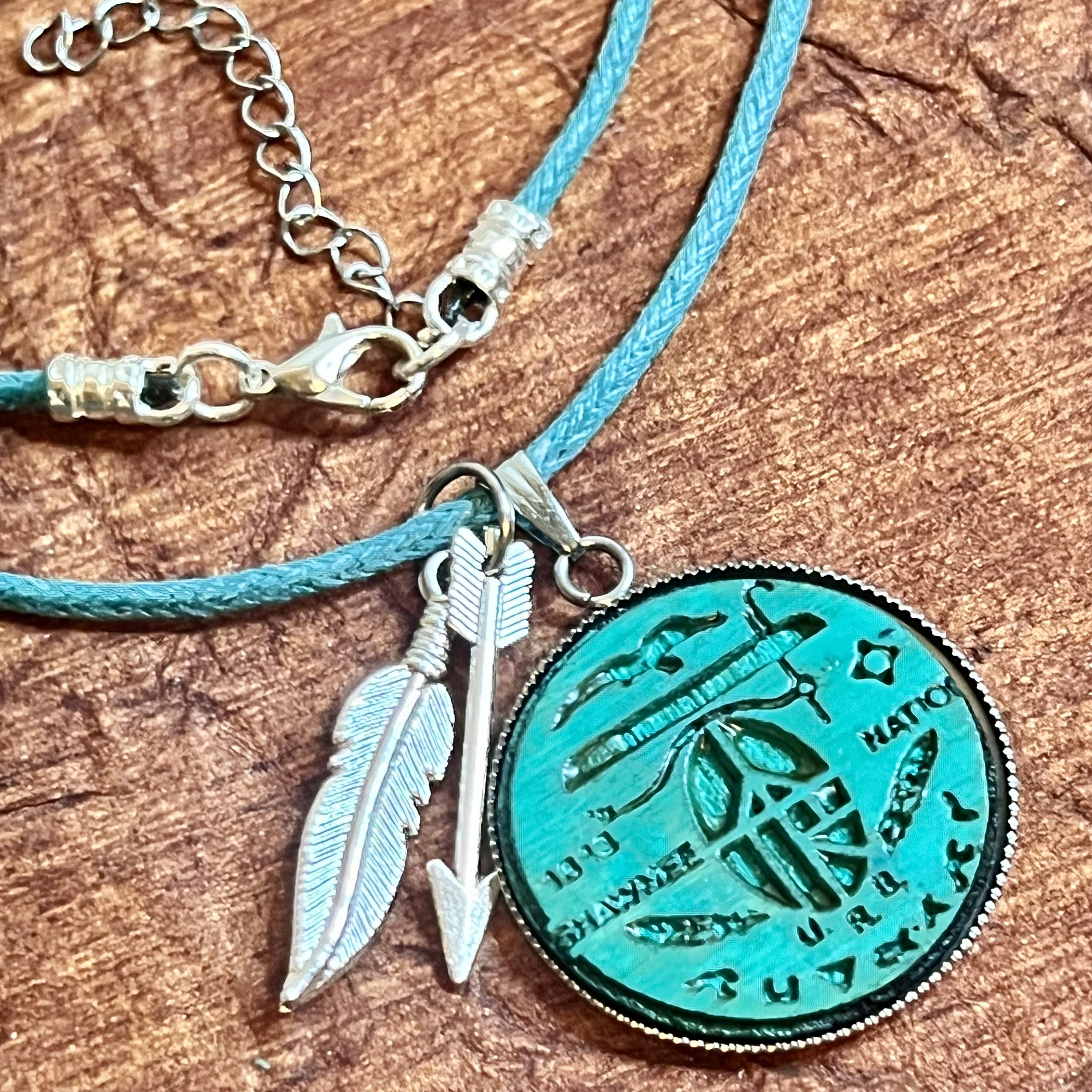 Shawnee Nation Wood Engraved Metal Bezel Pendant Turquoise Cord Necklace With Metal Charms and Clasp - Etsy Shawnee Nation Wood Engraved Metal Bezel Pendant Turquoise Cord Necklace With Metal Charms and Clasp - Etsy